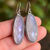 Rectangular moonstone earrings for women in sterling silver, long dangle design with French ear wires