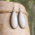 White mother of pearl dangle earrings in sterling silver, elegant teardrop statement jewelry