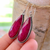 Elegant pink ruby statement earrings for women, bezel set in 925 sterling silver