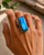 Labradorite Ring- long 35 mm Silver Rectangle Ring for Women