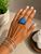 Sterling silver Labradorite ring for women, triangle statement