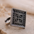 Handmade Diamond Medallion Statement Ring in Solid 925 Sterling Silver with Oxidized Geometric Floral Design