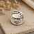 Adjustable southwest Tribal Style round  Statement Ring in Solid 925 Sterling Silver with Oxidized Filigree