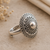 Handcrafted Boho Medallion Statement Ring, beautifully crafted from solid 925 sterling silver in southwestern style