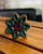"Flower design gemstone ring. Gold and Sterling silver ring with green onyx and pink ruby ring in adjustable size"