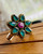 "Explore- Flower stone ring for women. Gold and Sterling silver ring with green onyx and pink ruby crystals ring in adjustable size by Earth Karma"