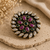 Handmade 925 Sterling Silver Statement Ring with 1 Micron Gold Filled Finish featuring Natural Green Onyx, Natural Ruby, and Natural Crystal Quartz