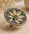 Ruby and Green onyx ring in large 50 mm round statement - sterling silver adjustable ring for women