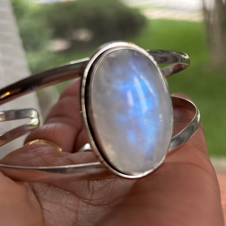Sterling Silver Moonstone Cuff Bracelet