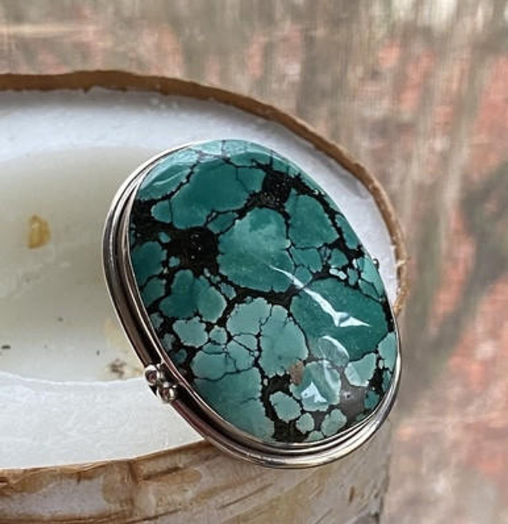 "Turquoise ring size 8.25 Large Oval Ring for women"