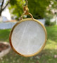 Gold Moonstone large round  pendant necklace - Twilight Moon