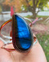 Blue Labradorite cuff bracelet sterling silver set for women
