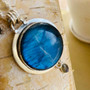 Labradorite nautical round pendant silver necklace