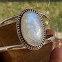 Minimalist Moonstone Cuff Bracelet -Natural Teardrop Stone Bracelet- June Birthstone Gift