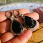 Shungite Silver Earrings Artisan  Large Dangle Teardrops  by Earthkarmajewellery