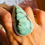 Oversized Teardrop Turquoise Ring set in Sterling Silver Size 8.5 - Earth Karma