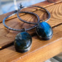 Rustic Radiance: Labradorite Dangly Hoop Earrings in Oxidized Sterling Silver by Earth Karma