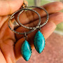 Earth karma- Natural Turquoise Hoops Earrings - Sterling Silver Dangly Gemstones