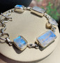 Moonstone link bracelet sterling silver for mens women on sale