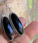 "Elevate your style with these stunning long teardrop dangle black onyx gemstone earrings from EarthKarma Jewelry. Perfect gifts for her. Shop now!"