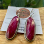 "Buy- Sterling silver earrings with captivating Ruby bar gemstones for a chic statement by earthkarmajewellery."