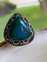 Blue Chrysocolla statement ring by earthkarmajewellery