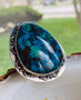 Chrysocolla malachite statement ring by earthkarmajewellery