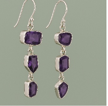 Amethyst Cascade Earrings Sterling Silver &ndash; Handmade Crystal Jewelry