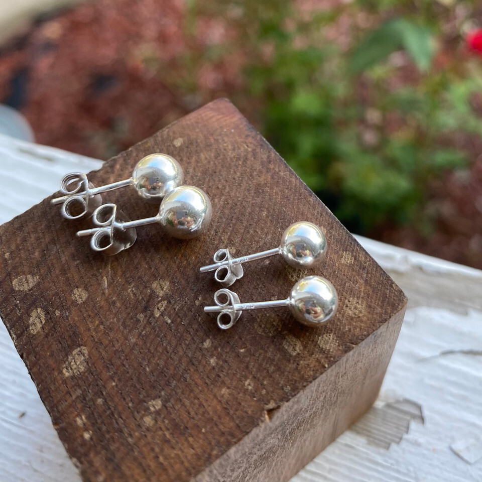 Tiny Ball studs Sterling silver by Earth Karma