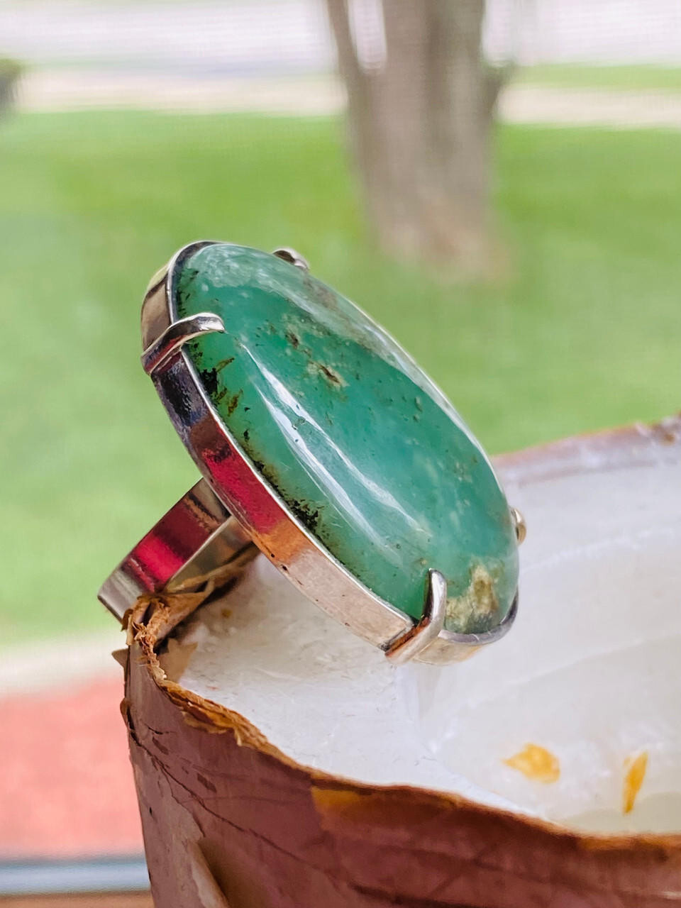 Unique Chrysoprase Ring - Green Statement