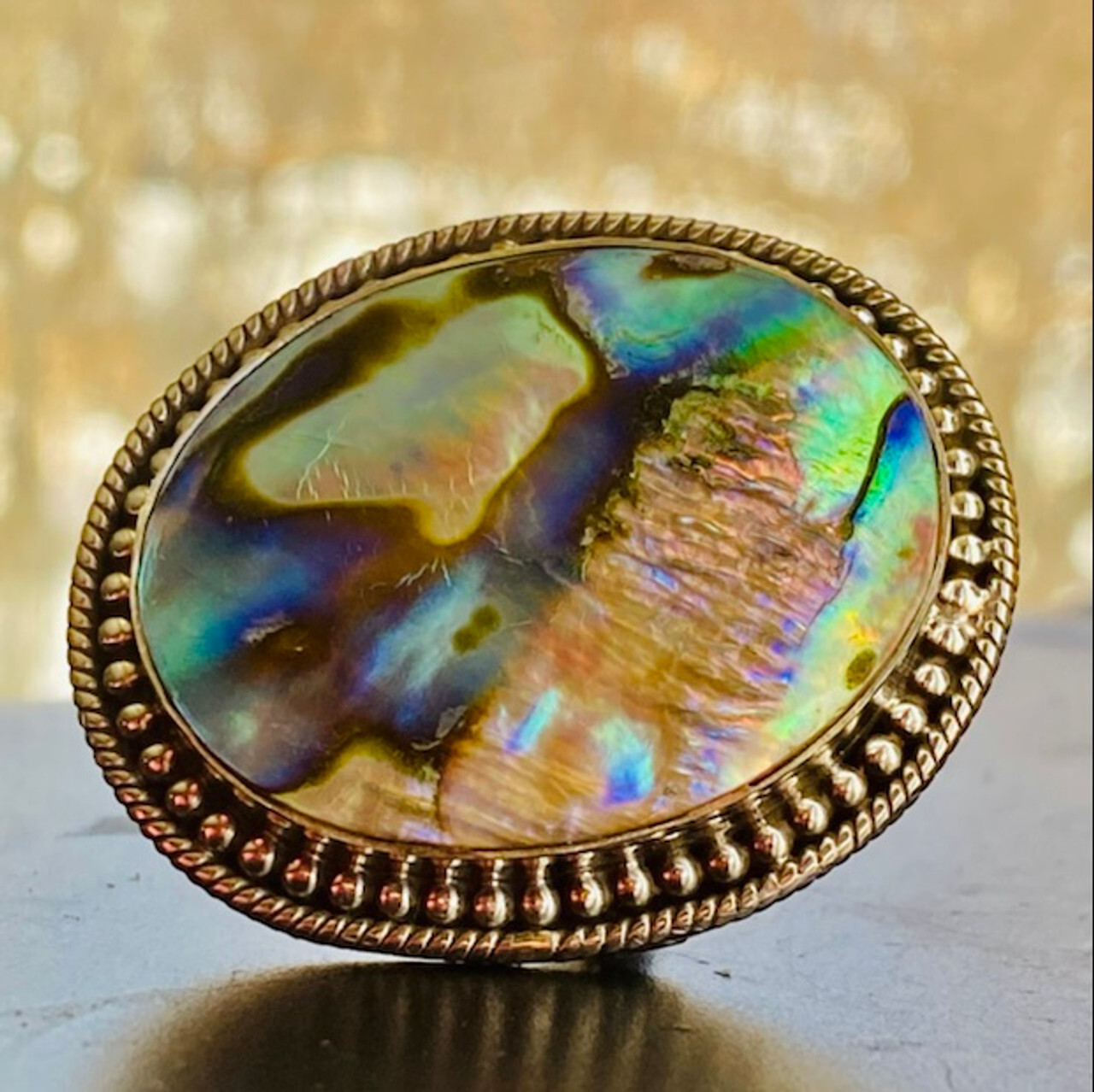 Large Pearl Rings- Abalone Mother of Pearl by Earth Karma