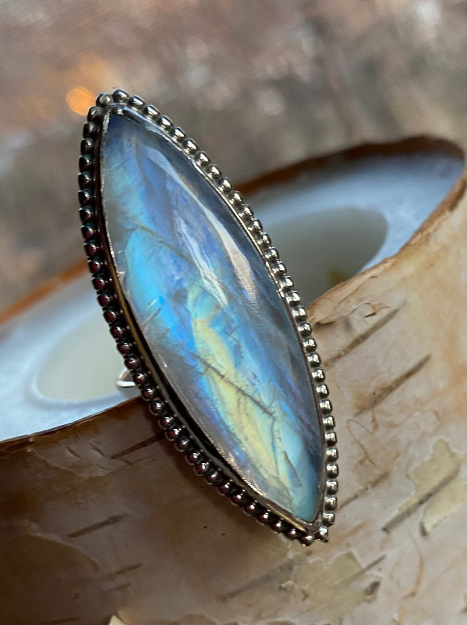 Sterling silver Moonstone Ring by Earthkarmajewellery