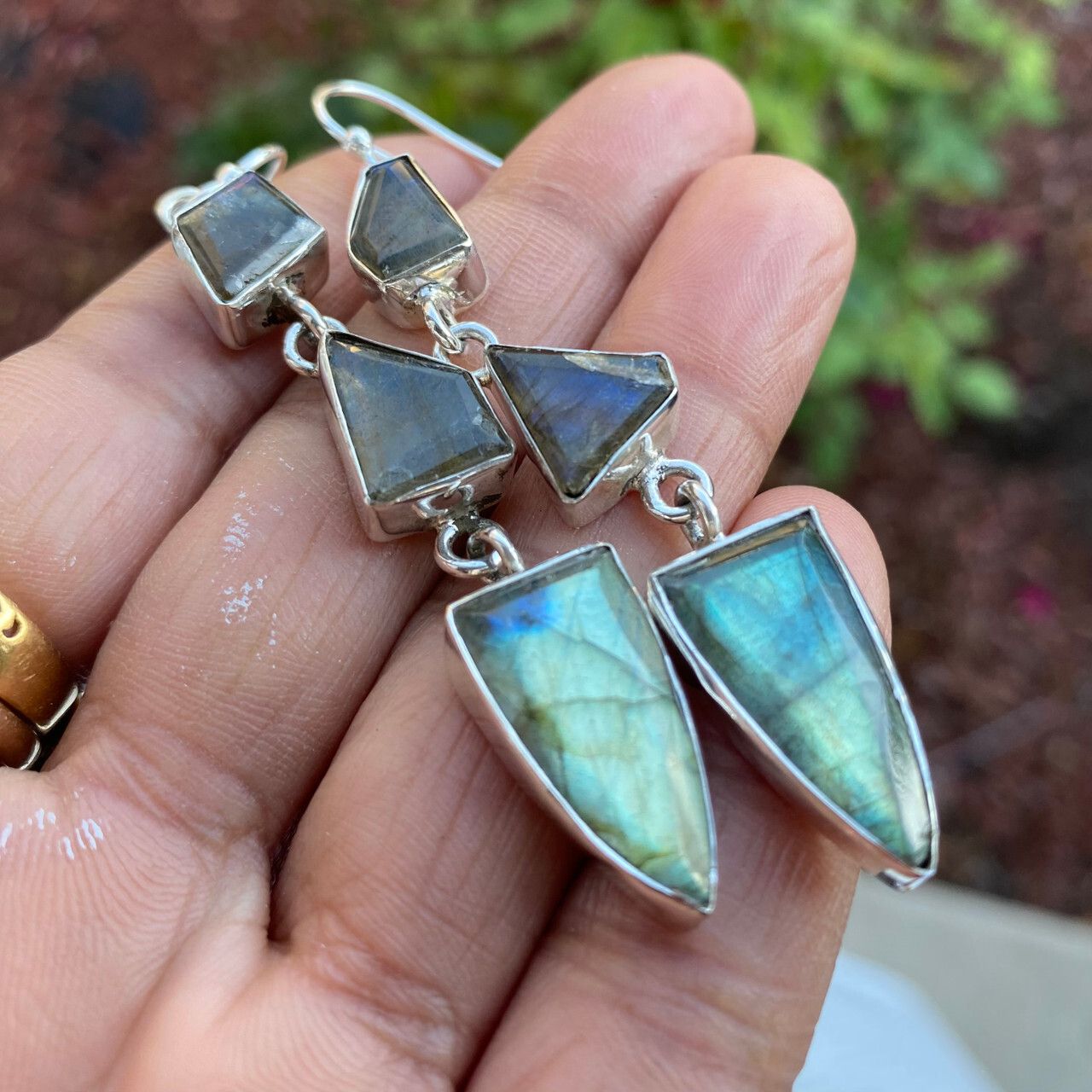 Labradorite Gemstones Cascading Earrings Sterling silver