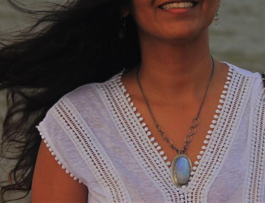 Tiny Moonstone Round Pendant Necklace