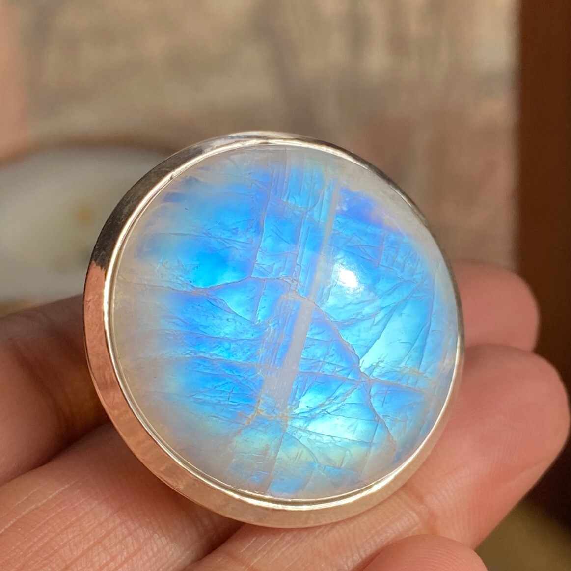 Full Moon  Ring- Round Moonstone Ring By Earth KArma