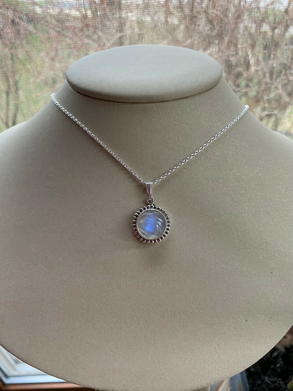 Moonstone Moon Necklace