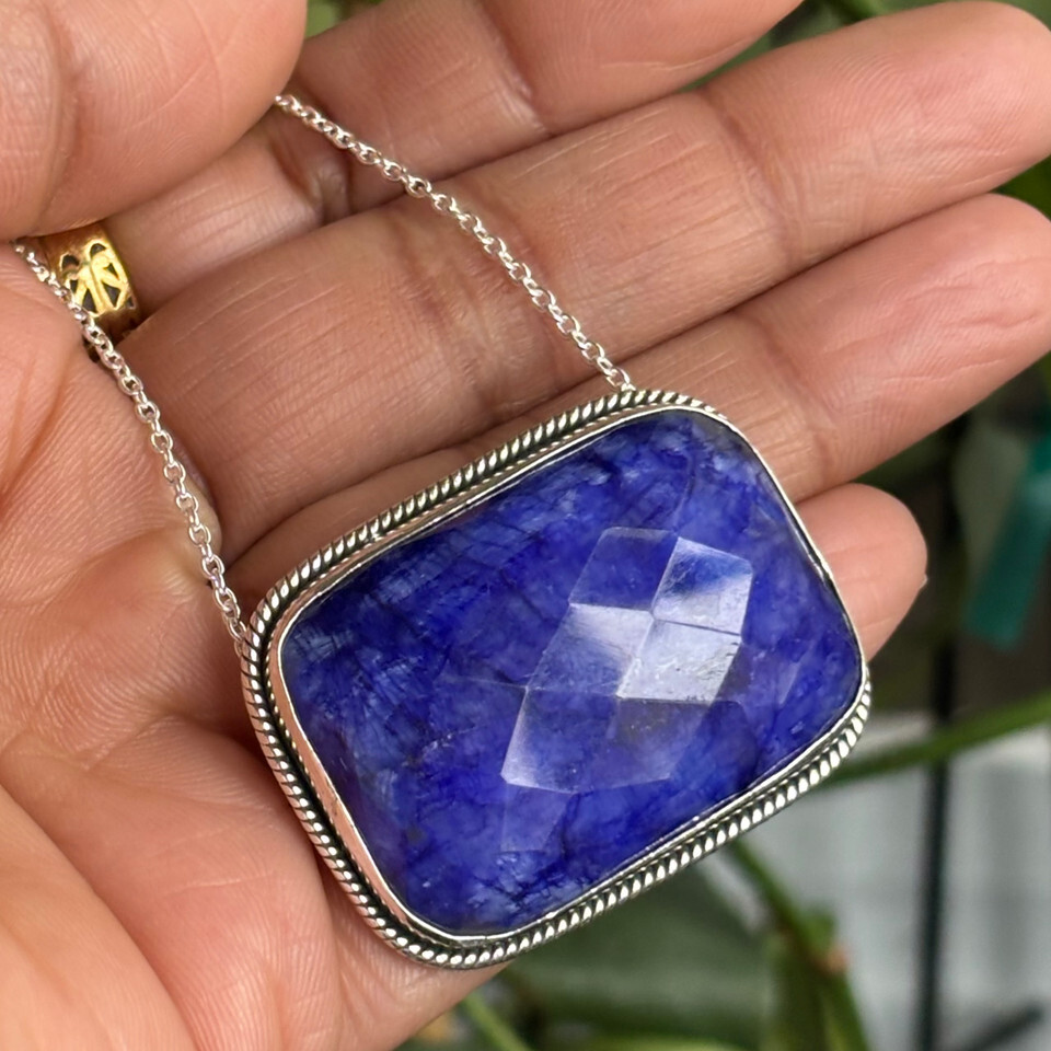 Sapphire Gold Silver Statement Necklace by Earth Karma