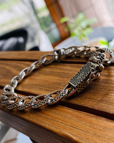 Silver Bracelet For Mens | Curb Link Men's Diamond 925 Silver Bracelet |  Silveradda