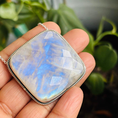 Natural Moonstone Pendant – 925 Sterling Silver Handmade Teardrop Jewelry S-27