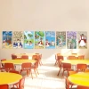 Life of Jesus banners displayed in Christian classroom