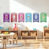 Armor of God wall decals installed on a church wall creating a colorful biblical learning environment for children.