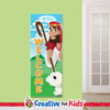 Shepherd Welcome Sunday School Banner helps welcome first time visitors, regular attending families, and kids, to Sunday School, Nursery, Preschool, Kindergarten, kids church, or Children's Ministry hallways from Creative For Kids. All vinyl banners include the option of grommets or no grommets.