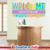 Custom Welcome to Kids Church Wall Decal can be personalized for Children's Church, Sunday School, or Kids Church spaces