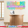 Custom Welcome to Kids Church Wall Decal can be personalized for Children's Church, Sunday School, or Kids Church spaces