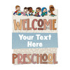 welcome to preschool wall decal with kids classroom decor sign neutral tones