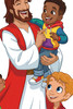 Close up of Jesus welcoming child wall decal artwork