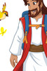 Close-up of Jesus hiking with kids wall decal artwork