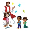 Jesus praying with children wall decal for Sunday school classroom
