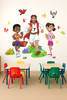 Christian wall decal of Jesus running with children for kids church classroom and Bible teaching spaces