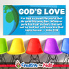 For God so Loved Scripture Bible Verse PreK Banner, John 3 16, offers a budget friendly Biblically focused way to decorate your Nursery, Preschool, Sunday School classroom, kids church, or Children's Ministry hallway . All vinyl banners include the option of grommets or no grommets.